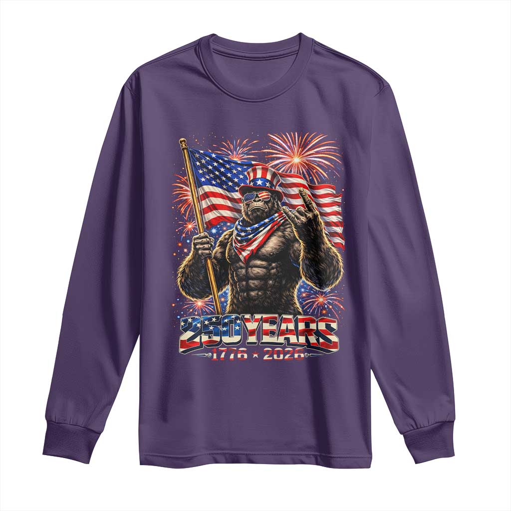 Bigfoot 250th Anniversary Long Sleeve Shirt USA Independence 250 Years Of Freedom 1776 2026 Patriotic Flag