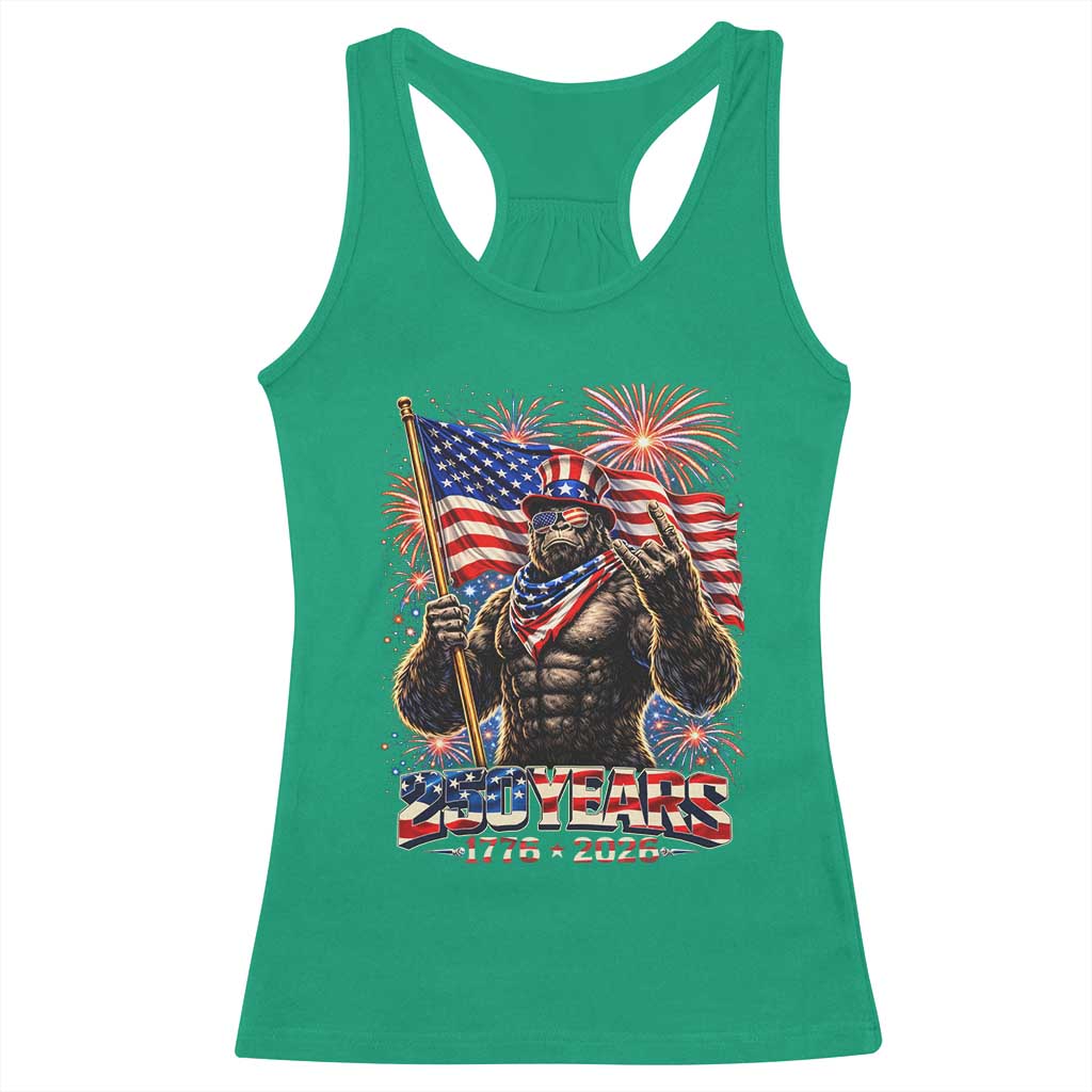 Bigfoot 250th Anniversary Racerback Tank Top USA Independence 250 Years Of Freedom 1776 2026 Patriotic Flag