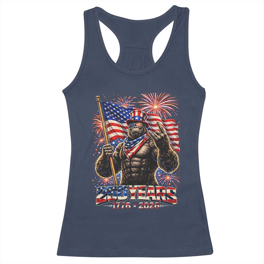 Bigfoot 250th Anniversary Racerback Tank Top USA Independence 250 Years Of Freedom 1776 2026 Patriotic Flag