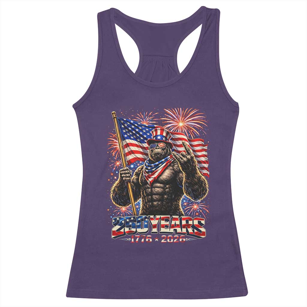 Bigfoot 250th Anniversary Racerback Tank Top USA Independence 250 Years Of Freedom 1776 2026 Patriotic Flag