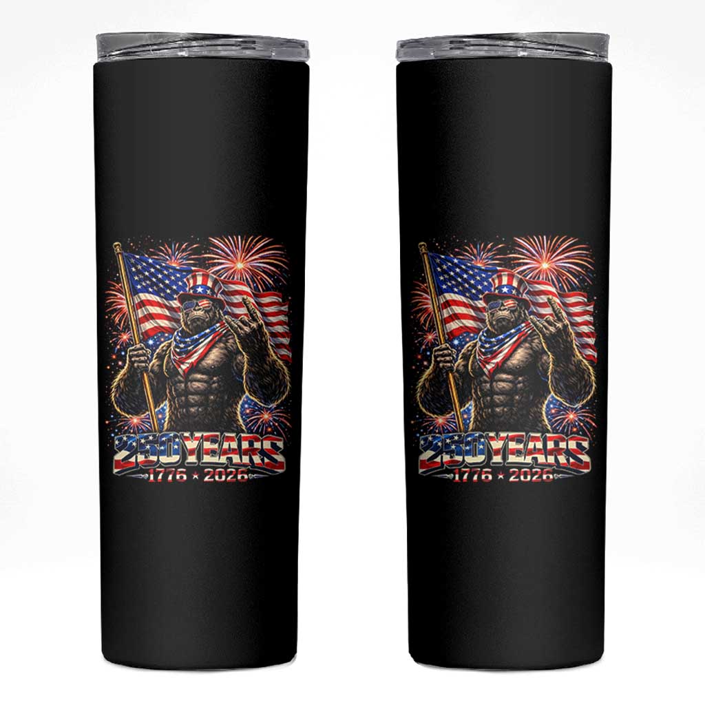 Bigfoot 250th Anniversary Skinny Tumbler USA Independence 250 Years Of Freedom 1776 2026 Patriotic Flag
