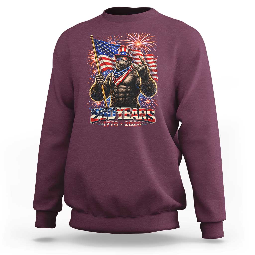 Bigfoot 250th Anniversary Sweatshirt USA Independence 250 Years Of Freedom 1776 2026 Patriotic Flag