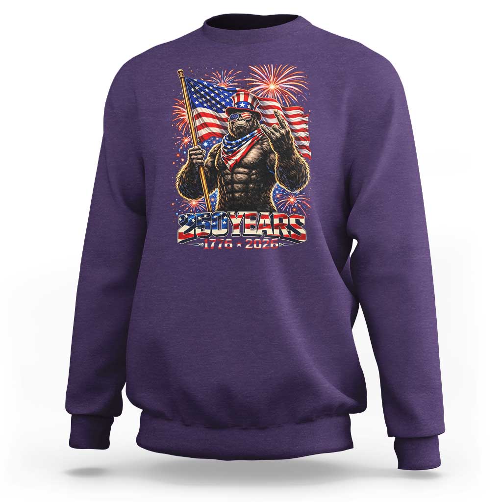 Bigfoot 250th Anniversary Sweatshirt USA Independence 250 Years Of Freedom 1776 2026 Patriotic Flag