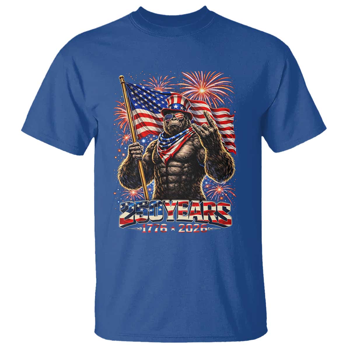 Bigfoot 250th Anniversary T Shirt USA Independence 250 Years Of Freedom 1776 2026 Patriotic Flag