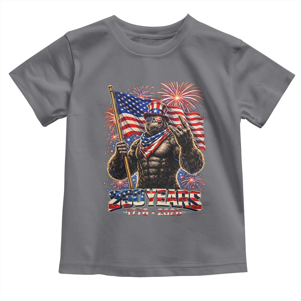 Bigfoot 250th Anniversary Toddler T Shirt USA Independence 250 Years Of Freedom 1776 2026 Patriotic Flag