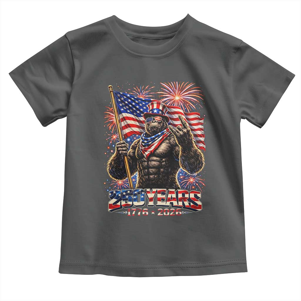 Bigfoot 250th Anniversary Toddler T Shirt USA Independence 250 Years Of Freedom 1776 2026 Patriotic Flag