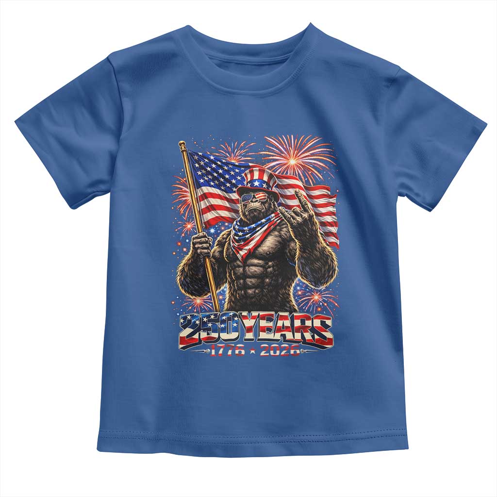 Bigfoot 250th Anniversary Toddler T Shirt USA Independence 250 Years Of Freedom 1776 2026 Patriotic Flag