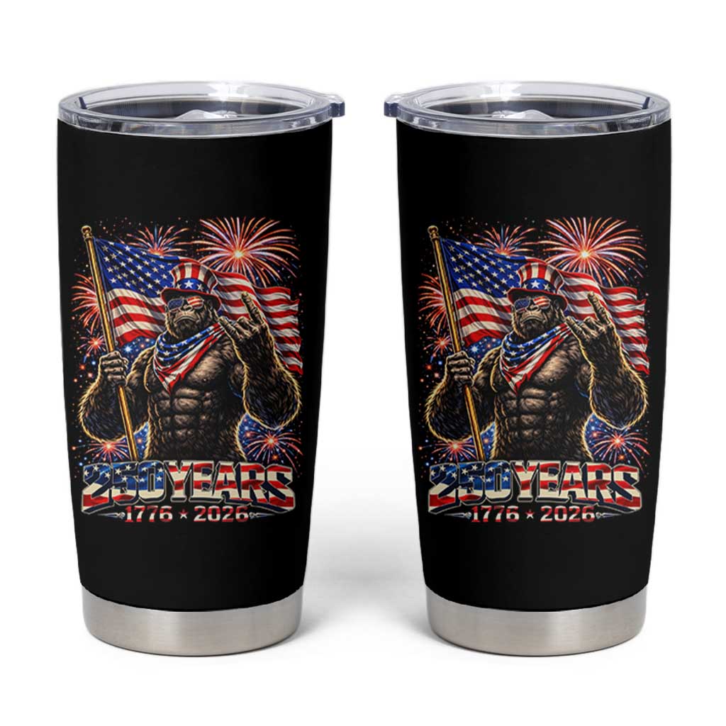 Bigfoot 250th Anniversary Tumbler Cup USA Independence 250 Years Of Freedom 1776 2026 Patriotic Flag