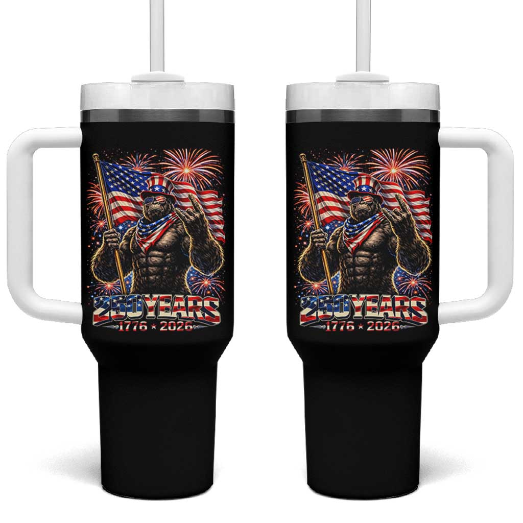 Bigfoot 250th Anniversary Tumbler With Handle USA Independence 250 Years Of Freedom 1776 2026 Patriotic Flag