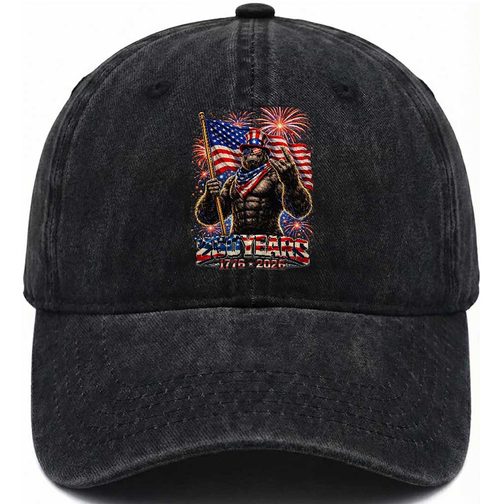 Bigfoot 250th Anniversary Washed Cotton Baseball Cap USA Independence 250 Years Of Freedom 1776 2026 Patriotic Flag
