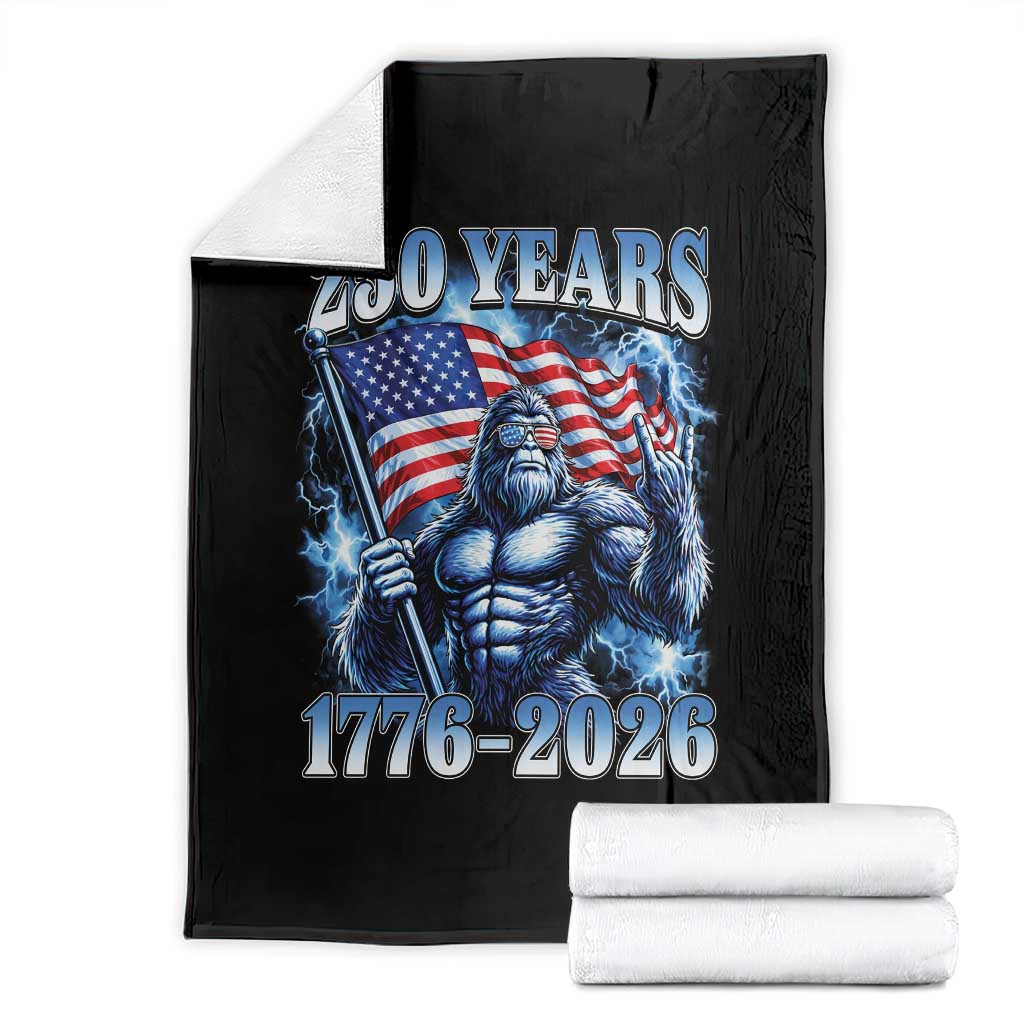 Bigfoot 250th Anniversary America Throw Blanket 250 Years Of Freedom 4th July 1776 2026 Patriotic Flag
