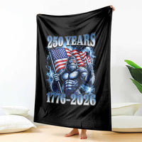 Bigfoot 250th Anniversary America Throw Blanket 250 Years Of Freedom 4th July 1776 2026 Patriotic Flag