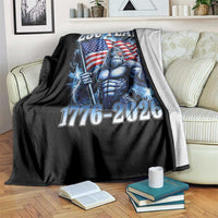 Bigfoot 250th Anniversary America Throw Blanket 250 Years Of Freedom 4th July 1776 2026 Patriotic Flag