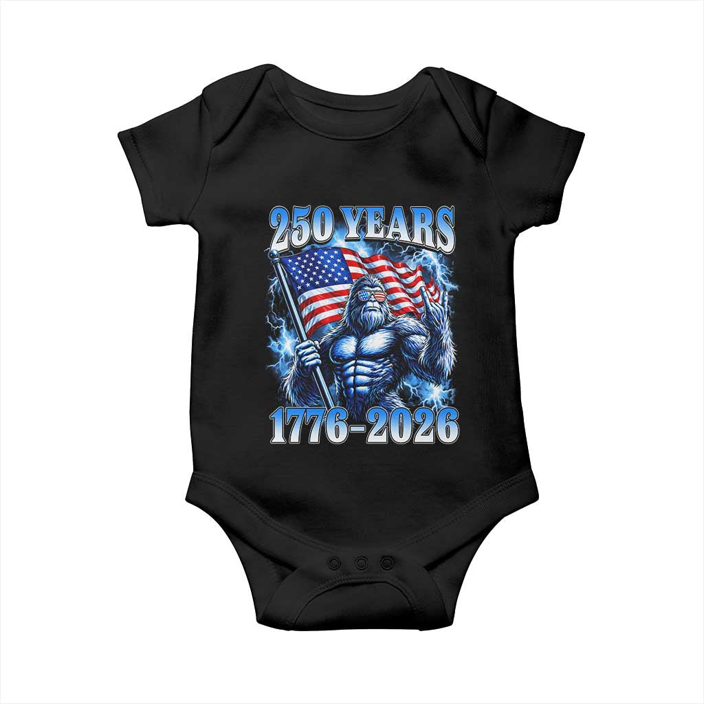 Bigfoot 250th Anniversary America Baby Onesie 250 Years Of Freedom 4th July 1776 2026 Patriotic Flag