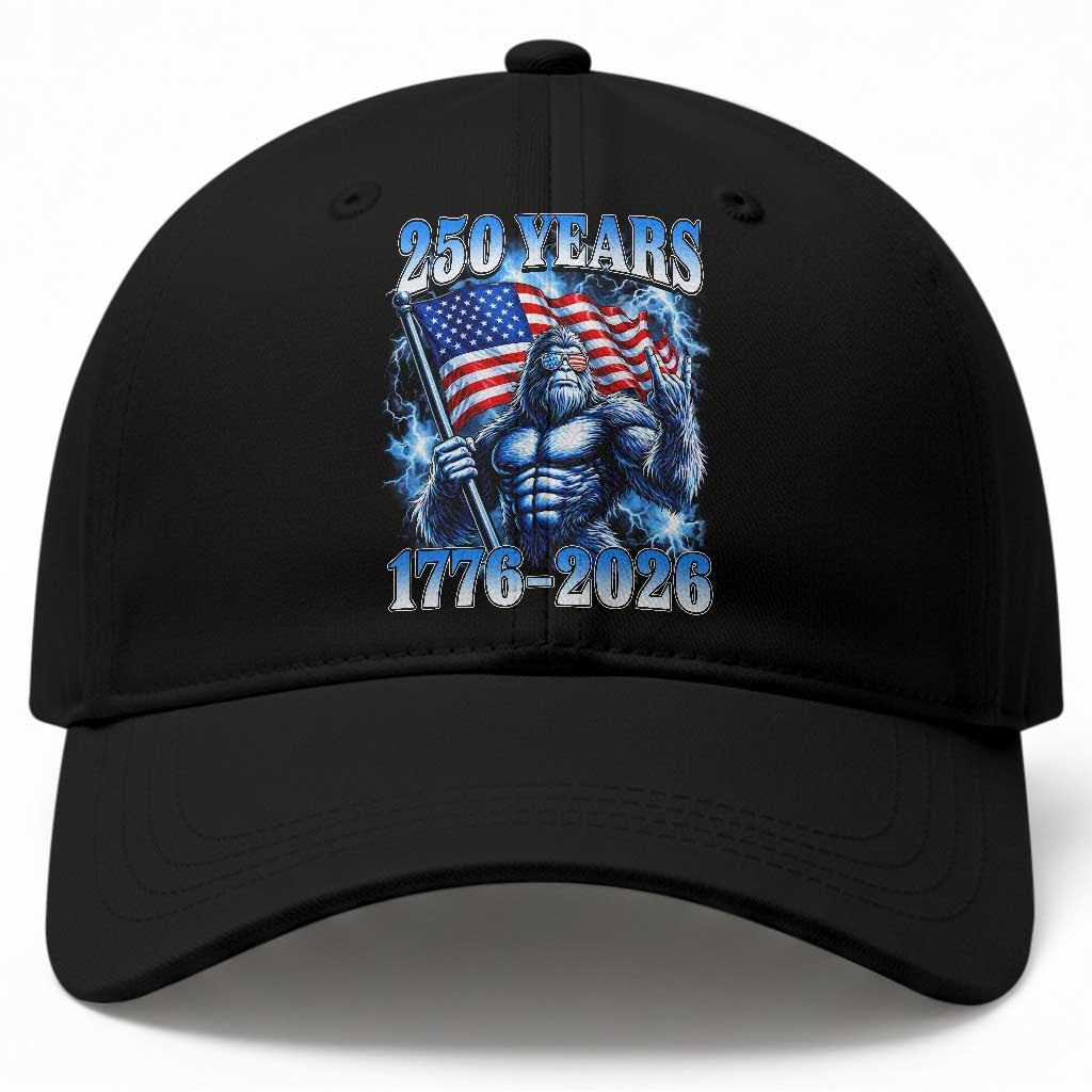 Bigfoot 250th Anniversary America Baseball Cap 250 Years Of Freedom 4th July 1776 2026 Patriotic Flag