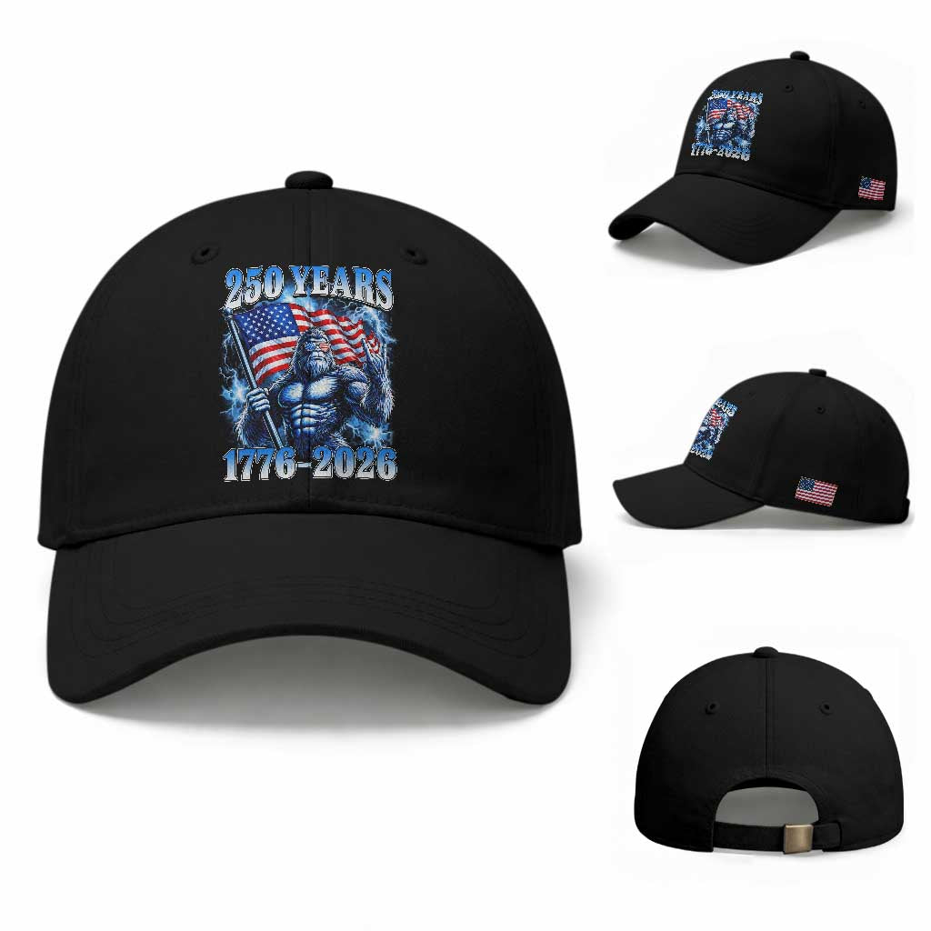 Bigfoot 250th Anniversary America Baseball Cap 250 Years Of Freedom 4th July 1776 2026 Patriotic Flag