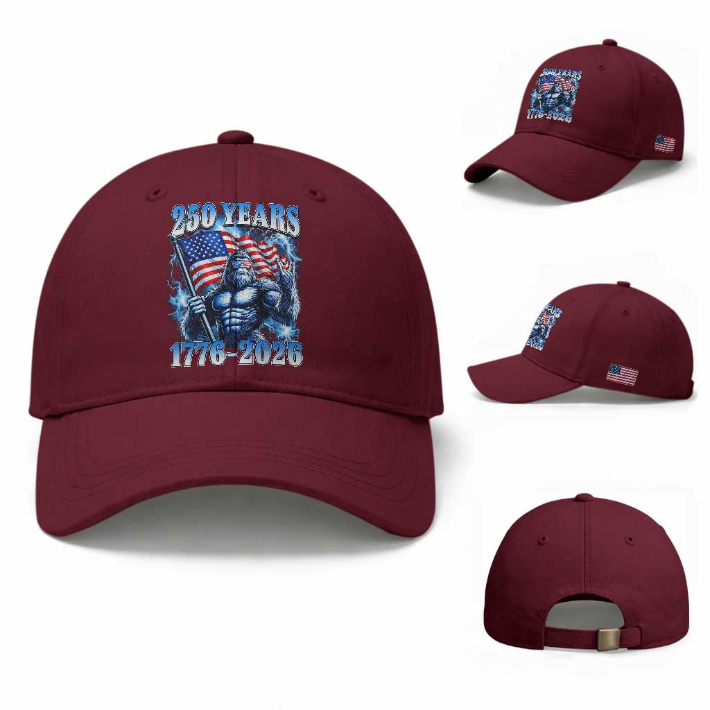 Bigfoot 250th Anniversary America Baseball Cap 250 Years Of Freedom 4th July 1776 2026 Patriotic Flag