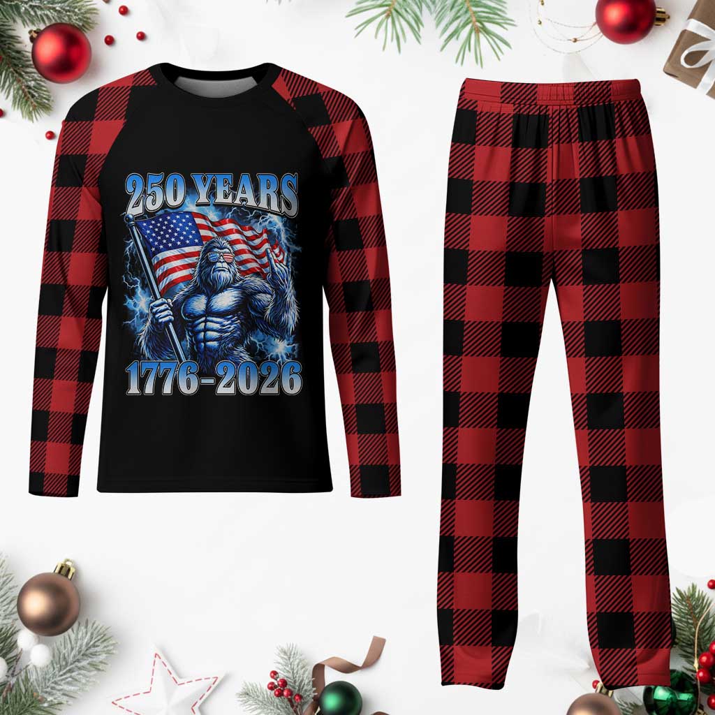 Bigfoot 250th Anniversary America Plaid Pajama Set 250 Years Of Freedom 4th July 1776 2026 Patriotic Flag