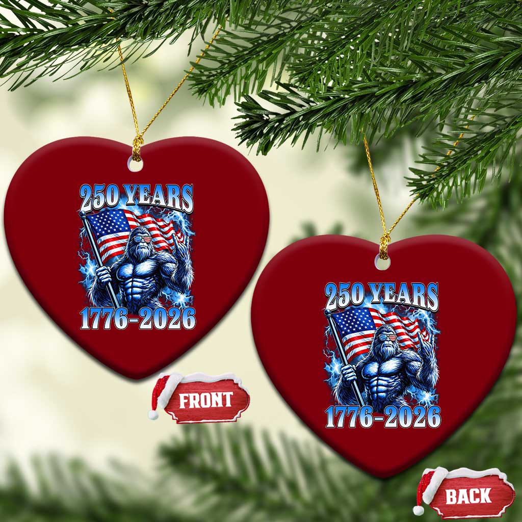 Bigfoot 250th Anniversary America Ceramic Ornament 250 Years Of Freedom 4th July 1776 2026 Patriotic Flag