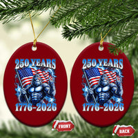 Bigfoot 250th Anniversary America Ceramic Ornament 250 Years Of Freedom 4th July 1776 2026 Patriotic Flag