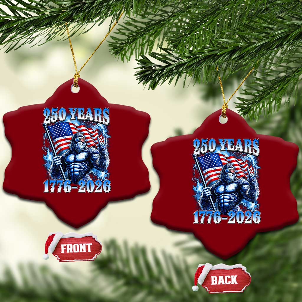 Bigfoot 250th Anniversary America Ceramic Ornament 250 Years Of Freedom 4th July 1776 2026 Patriotic Flag