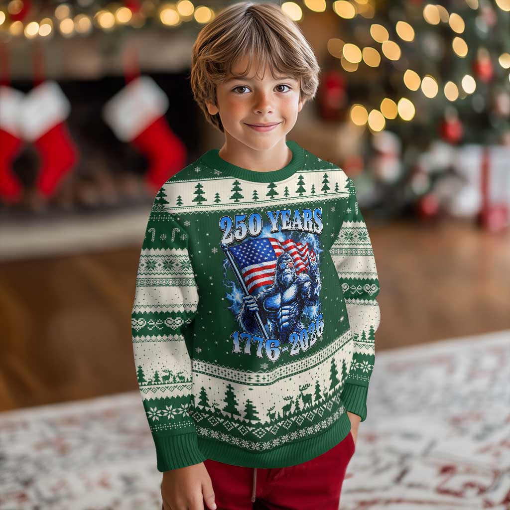 Bigfoot 250th Anniversary America Ugly Christmas Sweater 250 Years Of Freedom 4th July 1776 2026 Patriotic Flag