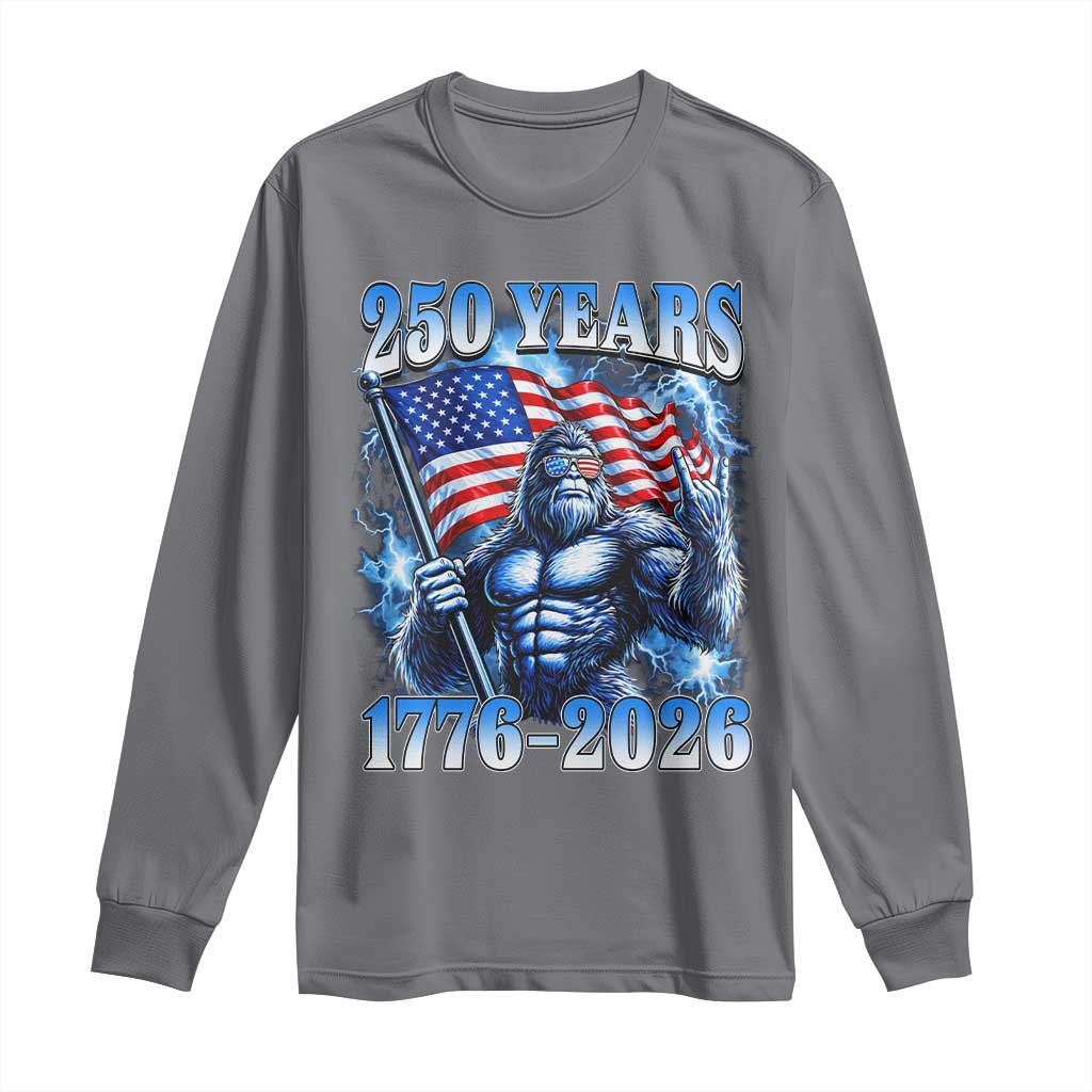 Bigfoot 250th Anniversary America Long Sleeve Shirt 250 Years Of Freedom 4th July 1776 2026 Patriotic Flag