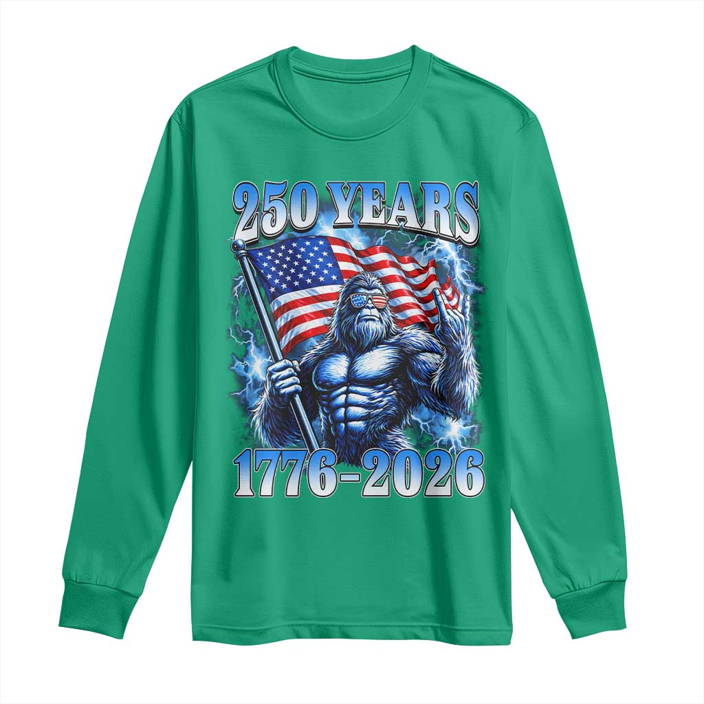 Bigfoot 250th Anniversary America Long Sleeve Shirt 250 Years Of Freedom 4th July 1776 2026 Patriotic Flag
