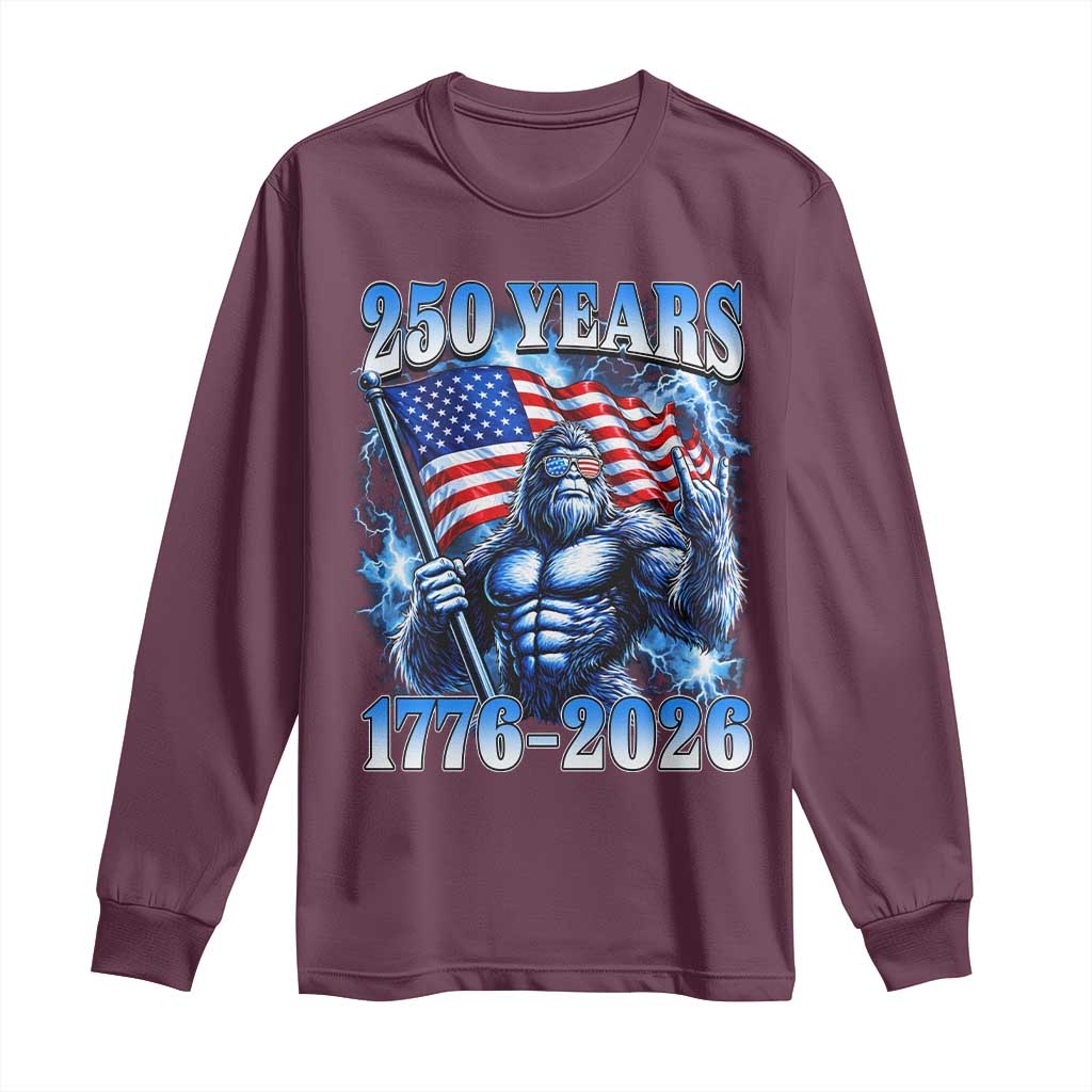 Bigfoot 250th Anniversary America Long Sleeve Shirt 250 Years Of Freedom 4th July 1776 2026 Patriotic Flag
