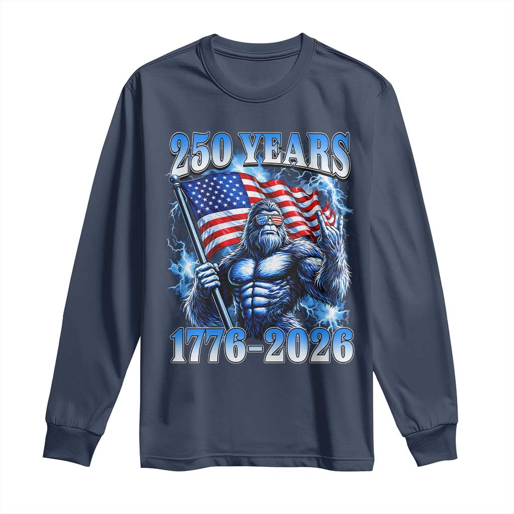 Bigfoot 250th Anniversary America Long Sleeve Shirt 250 Years Of Freedom 4th July 1776 2026 Patriotic Flag