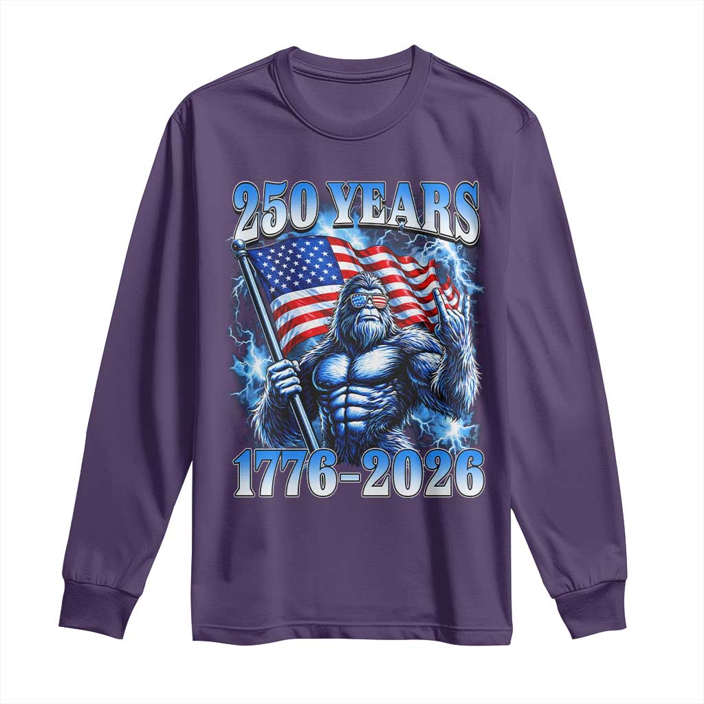 Bigfoot 250th Anniversary America Long Sleeve Shirt 250 Years Of Freedom 4th July 1776 2026 Patriotic Flag