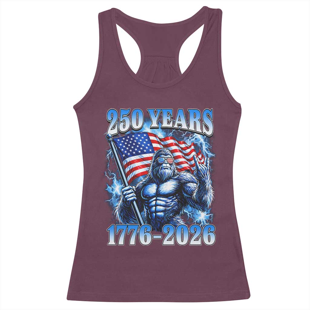 Bigfoot 250th Anniversary America Racerback Tank Top 250 Years Of Freedom 4th July 1776 2026 Patriotic Flag