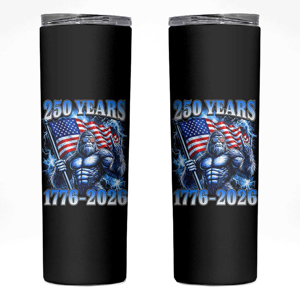 Bigfoot 250th Anniversary America Skinny Tumbler 250 Years Of Freedom 4th July 1776 2026 Patriotic Flag
