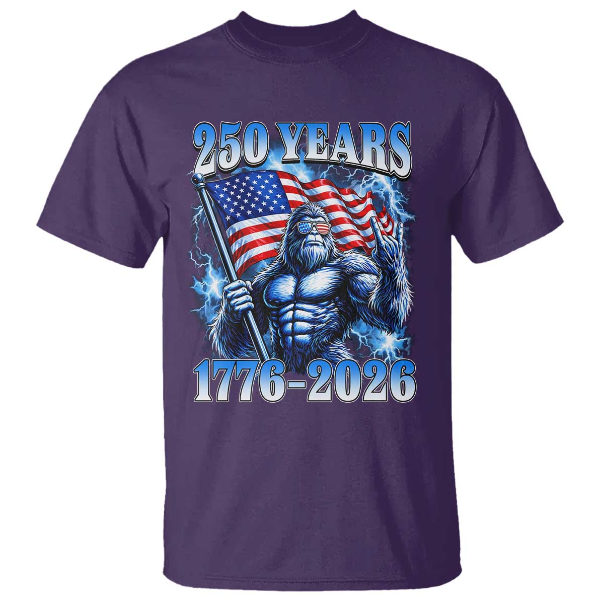 Bigfoot 250th Anniversary America T Shirt 250 Years Of Freedom 4th July 1776 2026 Patriotic Flag
