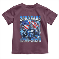 Bigfoot 250th Anniversary America Toddler T Shirt 250 Years Of Freedom 4th July 1776 2026 Patriotic Flag