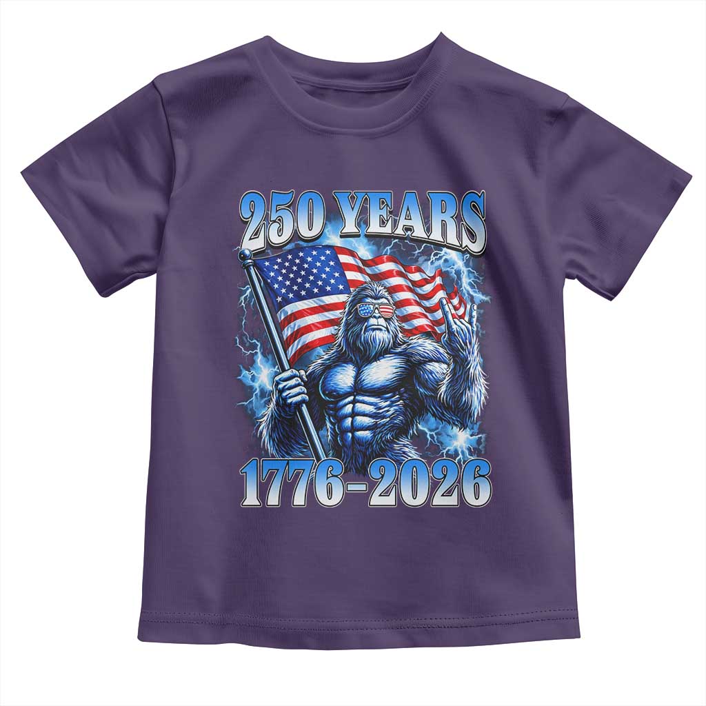 Bigfoot 250th Anniversary America Toddler T Shirt 250 Years Of Freedom 4th July 1776 2026 Patriotic Flag