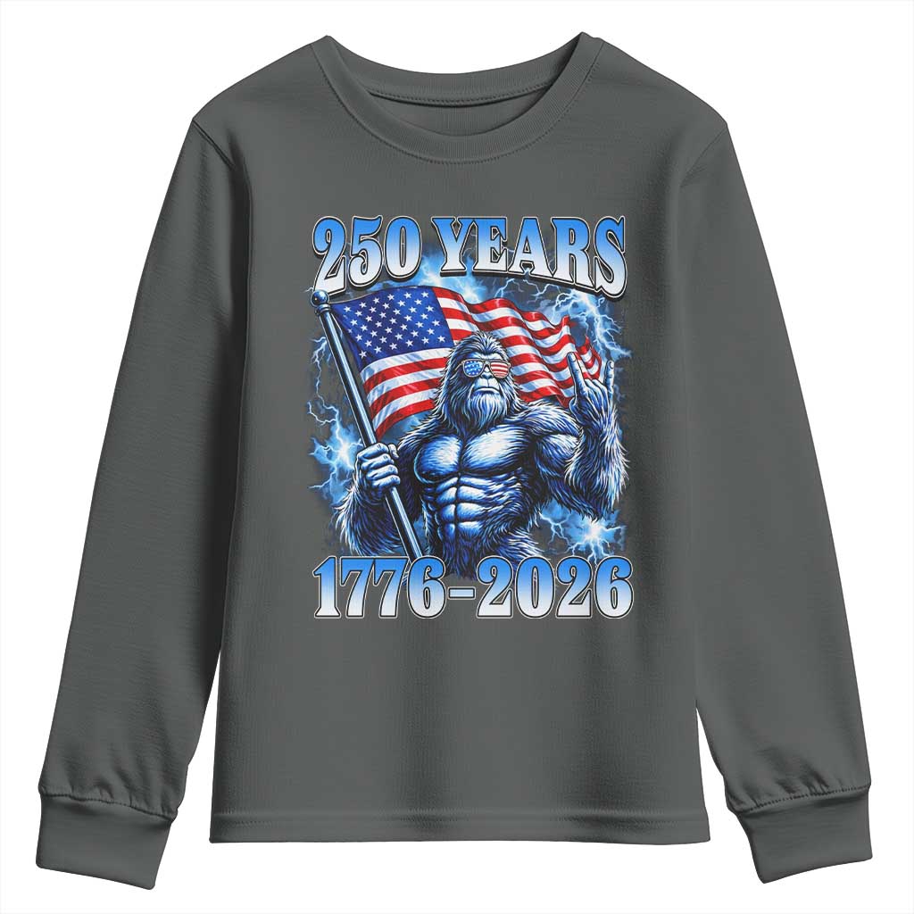 Bigfoot 250th Anniversary America Youth Sweatshirt 250 Years Of Freedom 4th July 1776 2026 Patriotic Flag