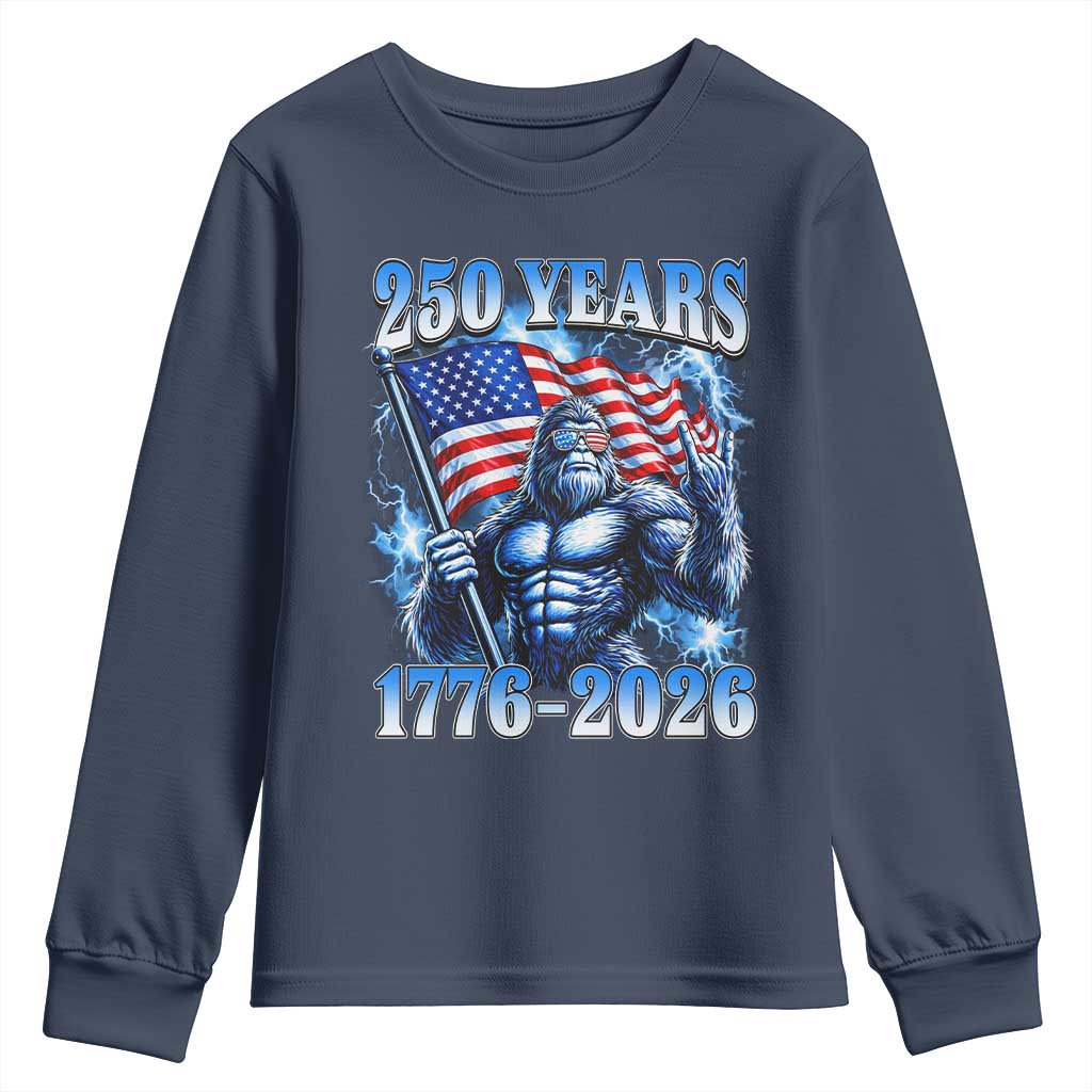Bigfoot 250th Anniversary America Youth Sweatshirt 250 Years Of Freedom 4th July 1776 2026 Patriotic Flag