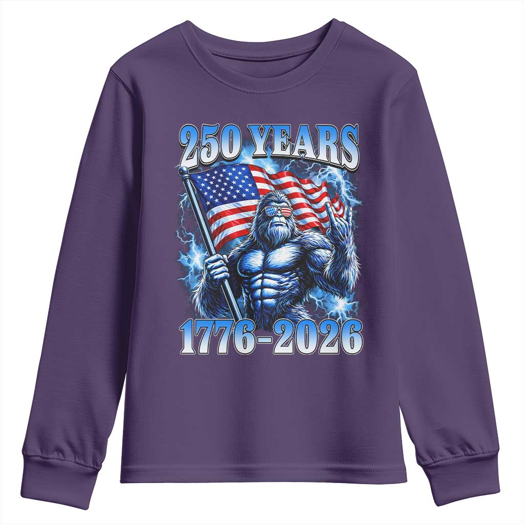Bigfoot 250th Anniversary America Youth Sweatshirt 250 Years Of Freedom 4th July 1776 2026 Patriotic Flag