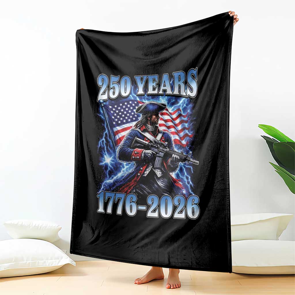 250th Anniversary Yankee Spirit Throw Blanket 1776 2026 Patriotic Tactical Minuteman US Flag