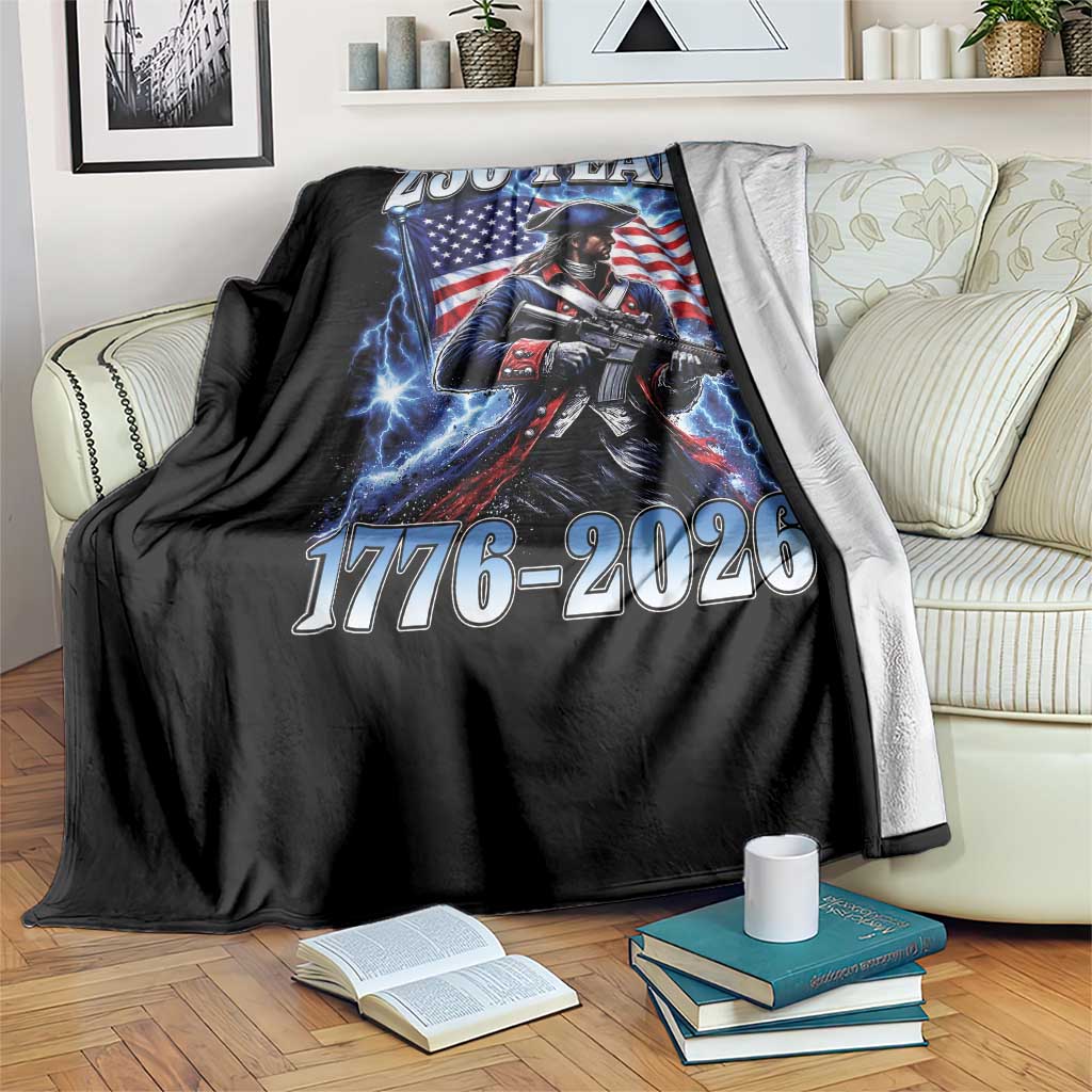 250th Anniversary Yankee Spirit Throw Blanket 1776 2026 Patriotic Tactical Minuteman US Flag