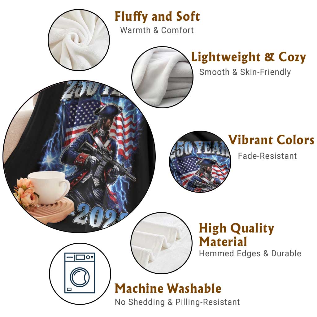 250th Anniversary Yankee Spirit Throw Blanket 1776 2026 Patriotic Tactical Minuteman US Flag