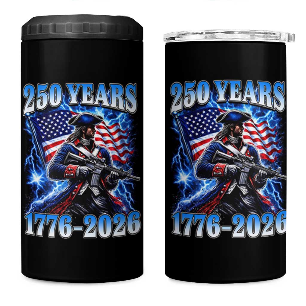 250th Anniversary Yankee Spirit 4 in 1 Can Cooler Tumbler 1776 2026 Patriotic Tactical Minuteman US Flag