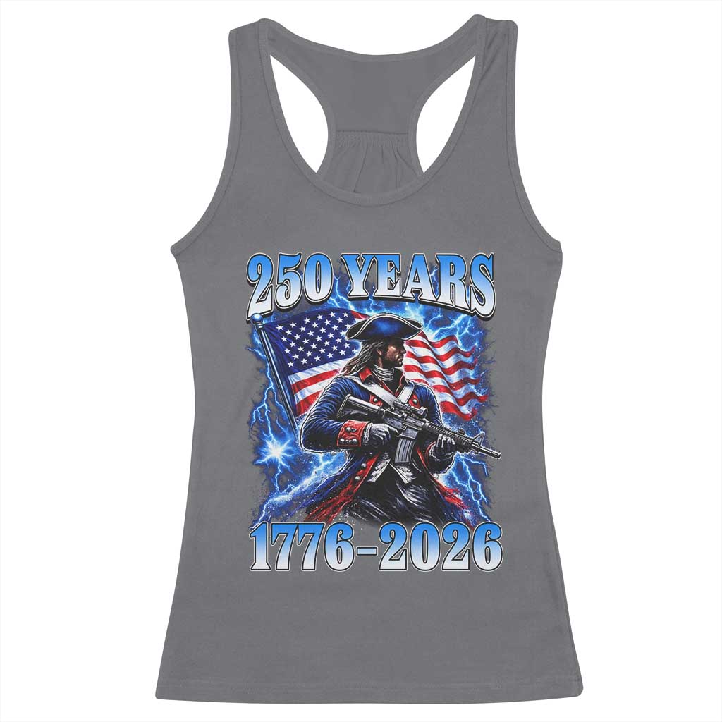 250th Anniversary Yankee Spirit Racerback Tank Top 1776 2026 Patriotic Tactical Minuteman US Flag