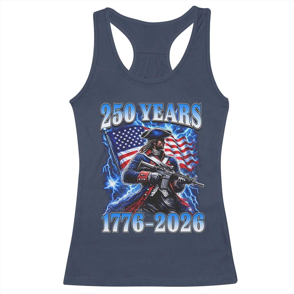 250th Anniversary Yankee Spirit Racerback Tank Top 1776 2026 Patriotic Tactical Minuteman US Flag