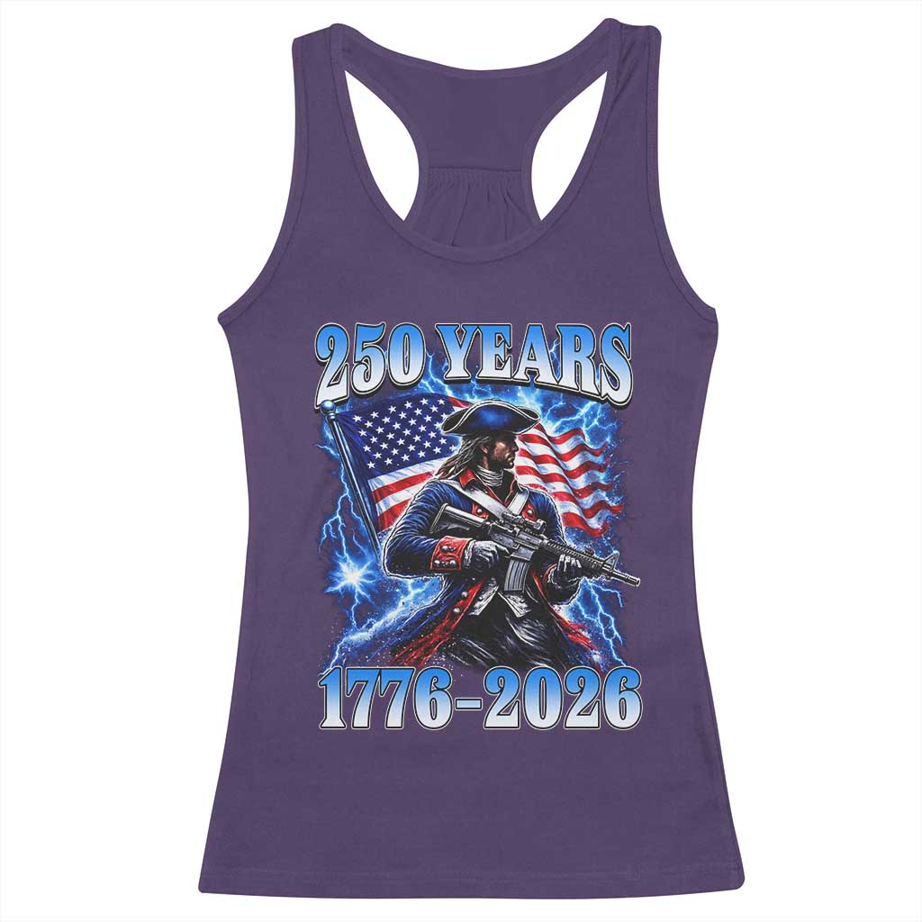 250th Anniversary Yankee Spirit Racerback Tank Top 1776 2026 Patriotic Tactical Minuteman US Flag