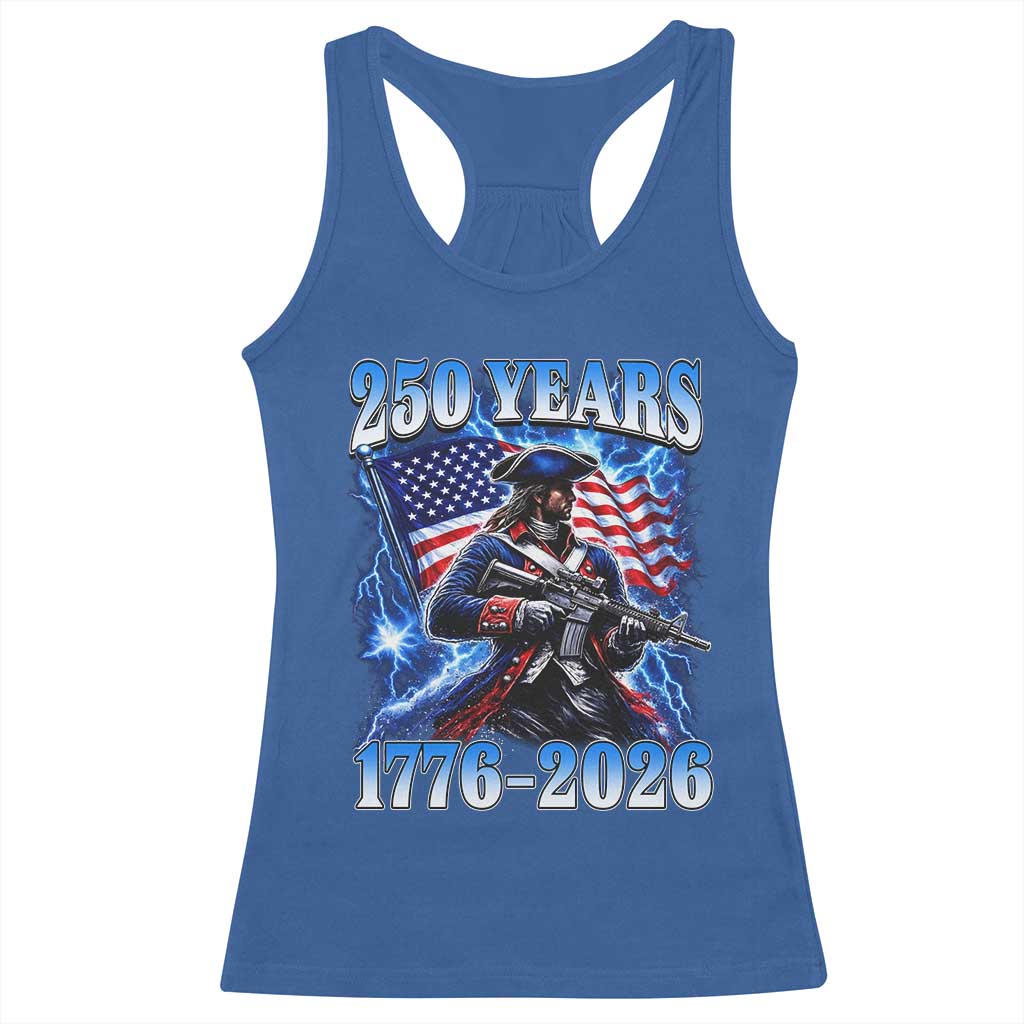 250th Anniversary Yankee Spirit Racerback Tank Top 1776 2026 Patriotic Tactical Minuteman US Flag