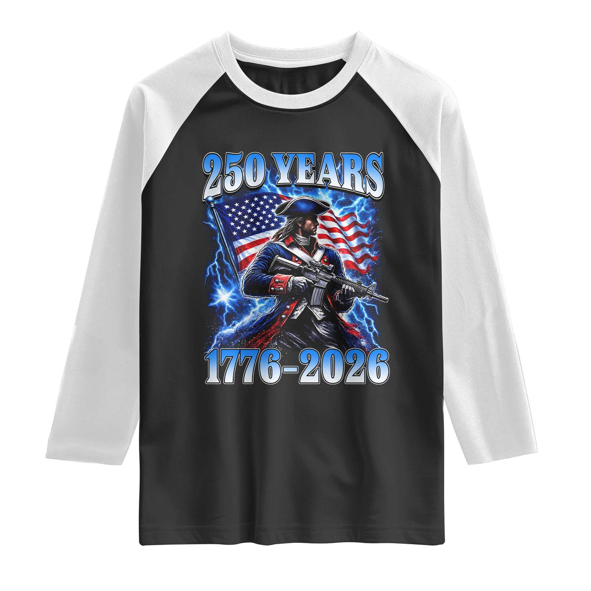 250th Anniversary Yankee Spirit Raglan Shirt 1776 2026 Patriotic Tactical Minuteman US Flag