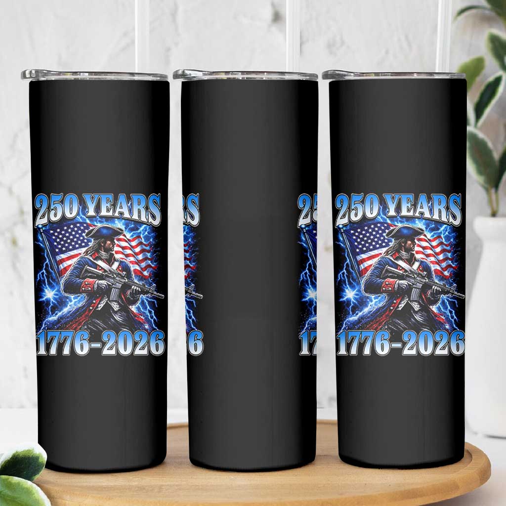 250th Anniversary Yankee Spirit Skinny Tumbler 1776 2026 Patriotic Tactical Minuteman US Flag