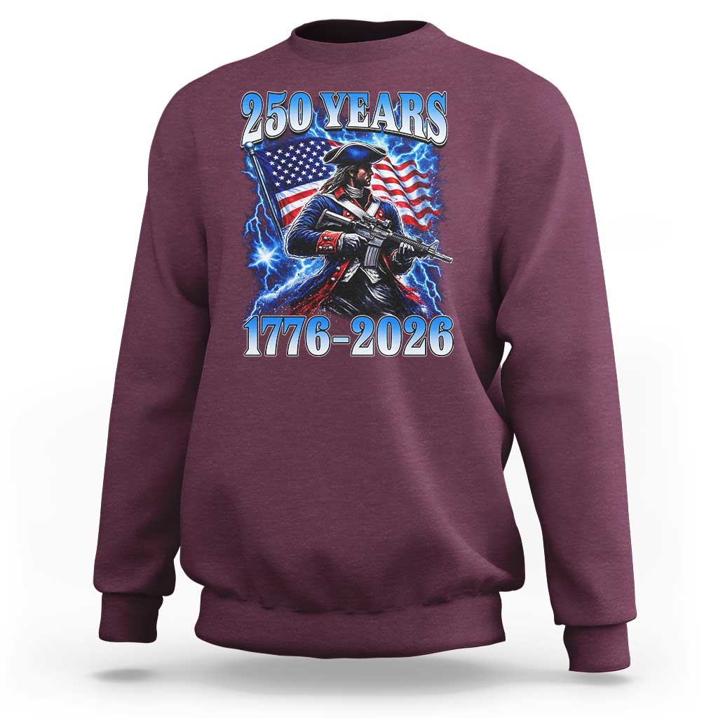250th Anniversary Yankee Spirit Sweatshirt 1776 2026 Patriotic Tactical Minuteman US Flag